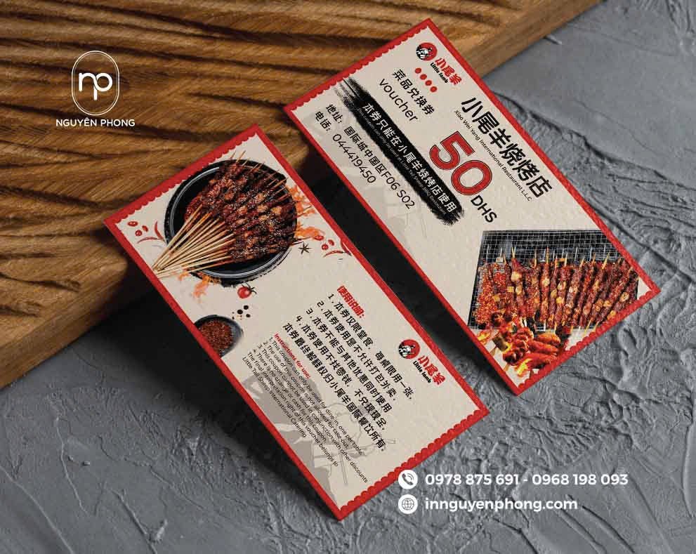 Thiết kế voucher ưu đãi phù hợp với nhà hàng, quán ăn 